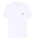 Maison Kitsune Fox Head Patch Regular Polo in White, view 1, click to view large image.