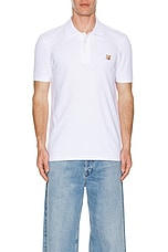 Maison Kitsune Fox Head Patch Regular Polo in White, view 4, click to view large image.