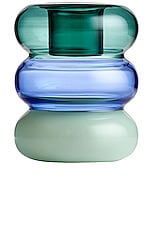 Maison Balzac Petite Pauline Candleholder in Teal, Azure, & Mint, view 1, click to view large image.