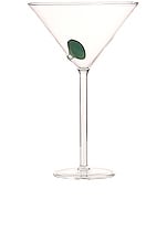 Maison Balzac Martini Glass in Clear & Opaque Olive, view 1, click to view large image.