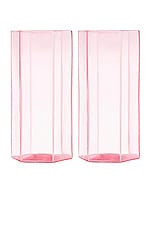 Maison Balzac Coucou Tall Glass Set of 2 in Pink, view 1, click to view large image.