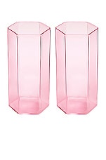 Maison Balzac Coucou Tall Glass Set of 2 in Pink, view 2, click to view large image.
