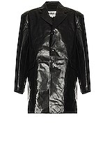 MM6 Maison Margiela Paper Leather Coat in Black | FWRD