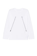 MM6 Maison Margiela Zip Tee in White, view 1, click to view large image.
