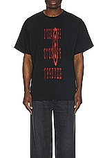 MM6 Maison Margiela Graphic T-Shirt in Black, view 3, click to view large image.