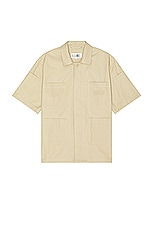 MM6 Maison Margiela Short Sleeve Shirt in Sand Beige, view 1, click to view large image.