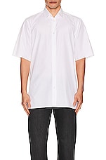 Maison Margiela Popeline Short Sleeve Shirt in White, view 3, click to view large image.