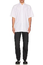 Maison Margiela Popeline Short Sleeve Shirt in White, view 4, click to view large image.
