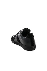 Maison Margiela Soft Leather &amp; Velour Replica Sneakers in Black, view 3, click to view large image.