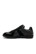 Maison Margiela Soft Leather &amp; Velour Replica Sneakers in Black, view 5, click to view large image.