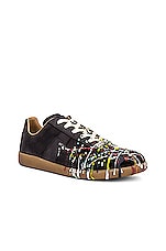 Maison Margiela Replica Sneakers in Black & Paint, view 2, click to view large image.
