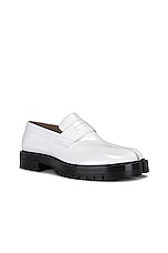 Maison Margiela Tabi County Loafer in White & Black, view 2, click to view large image.