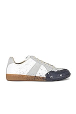 Maison Margiela Replica Sneaker in White & Pewter, view 1, click to view large image.