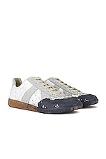 Maison Margiela Replica Sneaker in White & Pewter, view 2, click to view large image.
