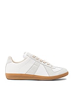 Maison Margiela Replica Calf &amp; Lambskin Leather Sneakers in White, view 1, click to view large image.