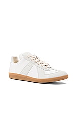 Maison Margiela Replica Calf &amp; Lambskin Leather Sneakers in White, view 2, click to view large image.