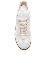 Maison Margiela Replica Calf &amp; Lambskin Leather Sneakers in White, view 4, click to view large image.