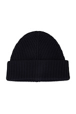 Maison Margiela Ribbed Beanie in Navy, view 1, click to view large image.