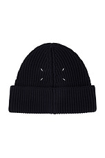 Maison Margiela Ribbed Beanie in Navy, view 2, click to view large image.