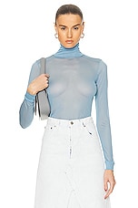 Maison Margiela Viscose Antistram Jersey Bodysuit in Light Blue, view 1, click to view large image.