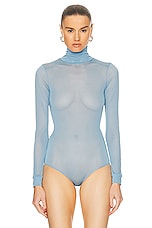 Maison Margiela Viscose Antistram Jersey Bodysuit in Light Blue, view 2, click to view large image.