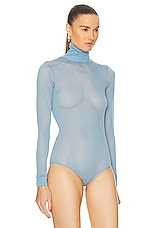 Maison Margiela Viscose Antistram Jersey Bodysuit in Light Blue, view 3, click to view large image.