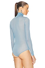 Maison Margiela Viscose Antistram Jersey Bodysuit in Light Blue, view 4, click to view large image.