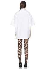 Maison Margiela Short Sleeve Button Up Top in White, view 4, click to view large image.
