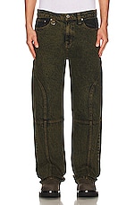 Mimchik Unisex Denim Maria Jean in Olive, view 3, click to view large image.