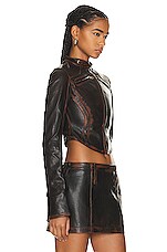 Mimchik Moto Leather Jacket in Brown Leather, view 2, click to view large image.