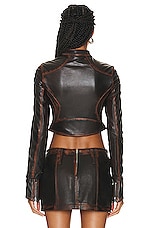 Mimchik Moto Leather Jacket in Brown Leather, view 3, click to view large image.