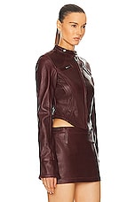 Mimchik Leather Moto Jacket in Burgundy, view 2, click to view large image.