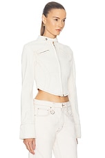 Mimchik Denim Moto Jacket in Cream, view 2, click to view large image.