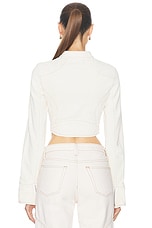 Mimchik Denim Moto Jacket in Cream, view 3, click to view large image.