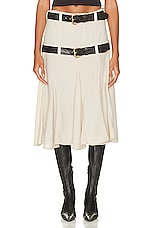 Mimchik Double Belted Skirt in Cream, view 1, click to view large image.