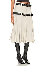 Mimchik Double Belted Skirt in Cream, view 2, click to view large image.