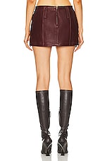 Mimchik Leather Mini Skirt in Burgundy, view 3, click to view large image.