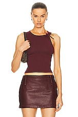 Mimchik Bow Tank Top in Burgundy, view 1, click to view large image.