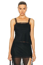 Mimchik Lace Trim Camisole Top in Black, view 1, click to view large image.