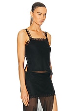 Mimchik Lace Trim Camisole Top in Black, view 2, click to view large image.