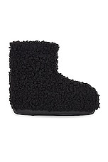 MOON BOOT Icon Low Faux Fur Boot in Black, view 1, click to view large image.