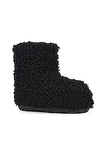 MOON BOOT Icon Low Faux Fur Boot in Black, view 2, click to view large image.