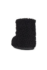 MOON BOOT Icon Low Faux Fur Boot in Black, view 3, click to view large image.