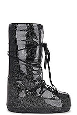 MOON BOOT Icon Glitter Boot in Black, view 1, click to view large image.