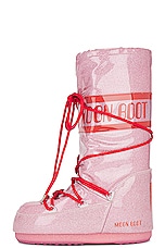 MOON BOOT Icon Glitter Boot in Pink, view 5, click to view large image.
