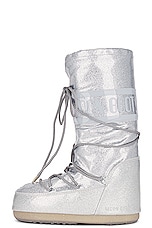 MOON BOOT Icon Glitter Boot in Silver, view 5, click to view large image.