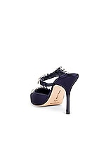 Manolo Blahnik Lurum 90 Mule in Navy, view 4, click to view large image.
