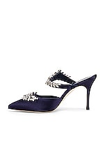 Manolo Blahnik Lurum 90 Mule in Navy, view 5, click to view large image.