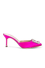 Manolo Blahnik Hangisi 70 Mule in Hot Pink, view 2, click to view large image.