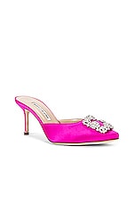 Manolo Blahnik Hangisi 70 Mule in Hot Pink, view 3, click to view large image.